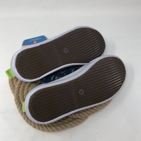 Lily & Dan Boys Dinosaur Memory Foam Canvas Shoes Size 2/3 Navy Blue Green - Picture 5 of 8